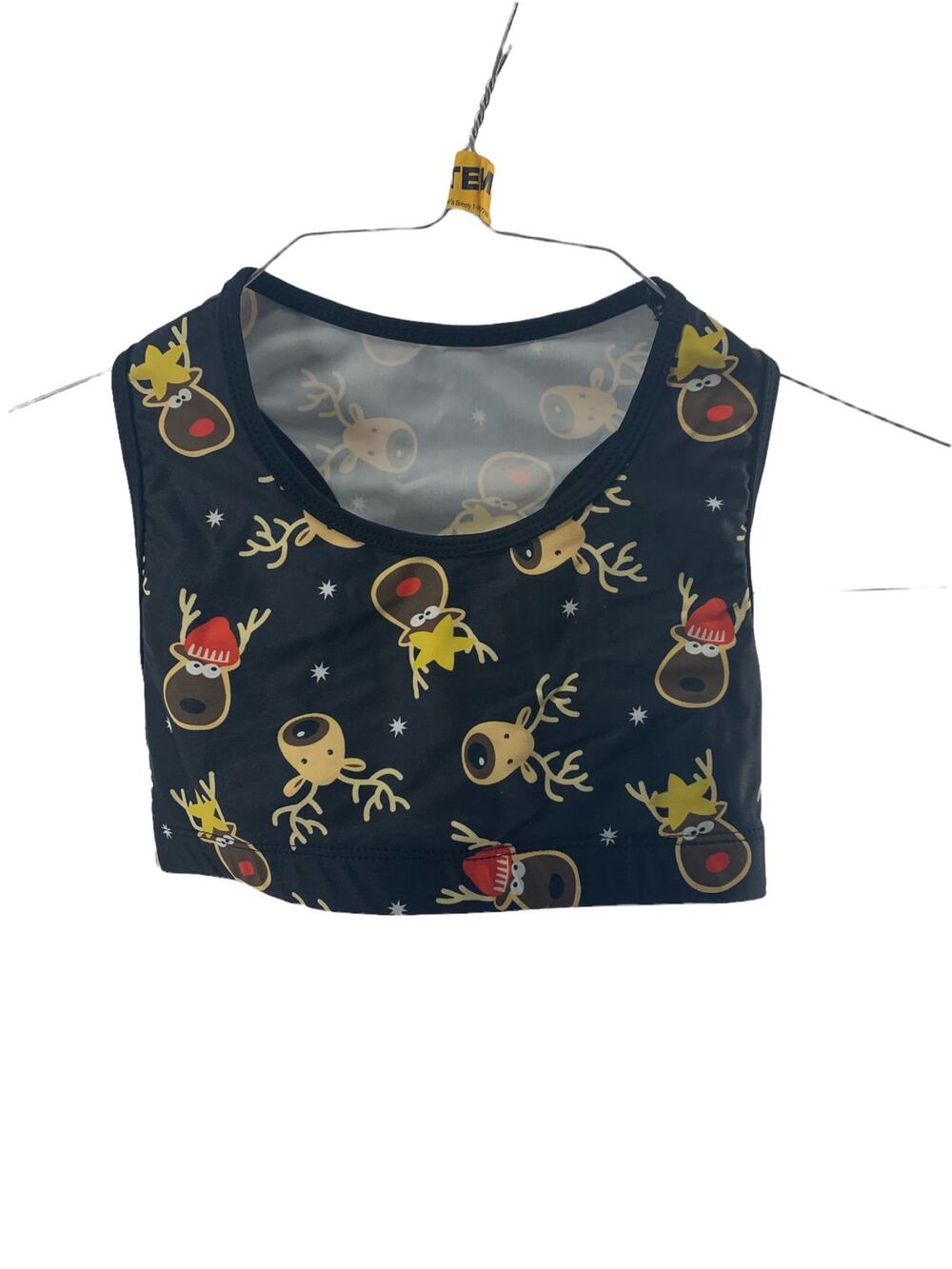 Crazy Pants Girls' Christmas Reindeer Sports Bra Youth Size Small